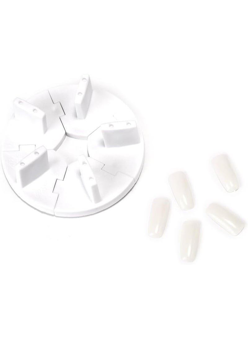False Nail Art Tips Practice Display Stand Tool with Nail Tips Nail Training Frame for Gel Nail Polish DIY Nail Training Tools(milky white) - Image 1